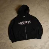 Sakura Zip-up Hoodie-Black by Bushido Nepal, front view